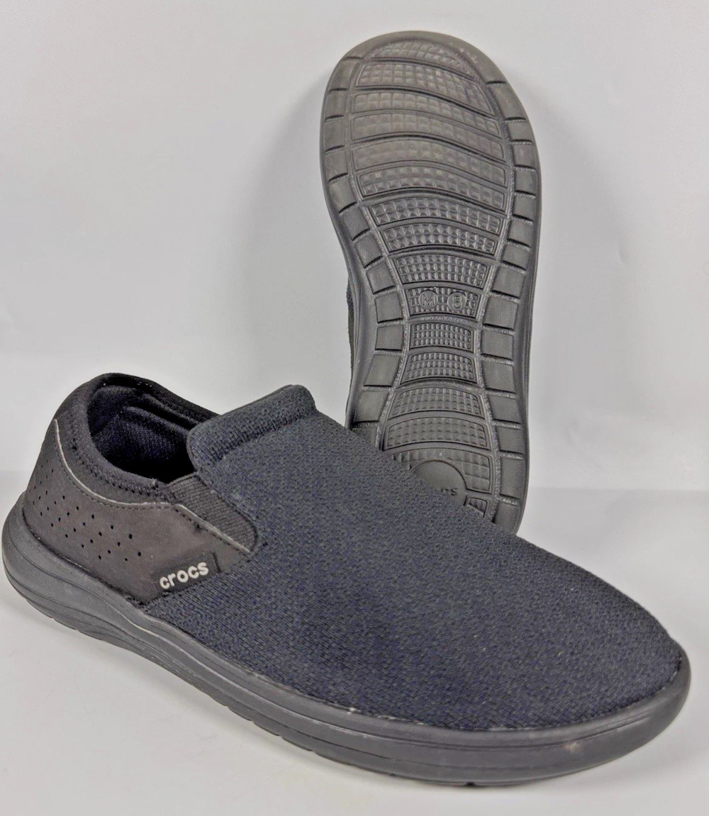 Crocs LiteRide Reviva Mesh Slip On Sneakers Loafers Black Shoes Men’s Size 8
